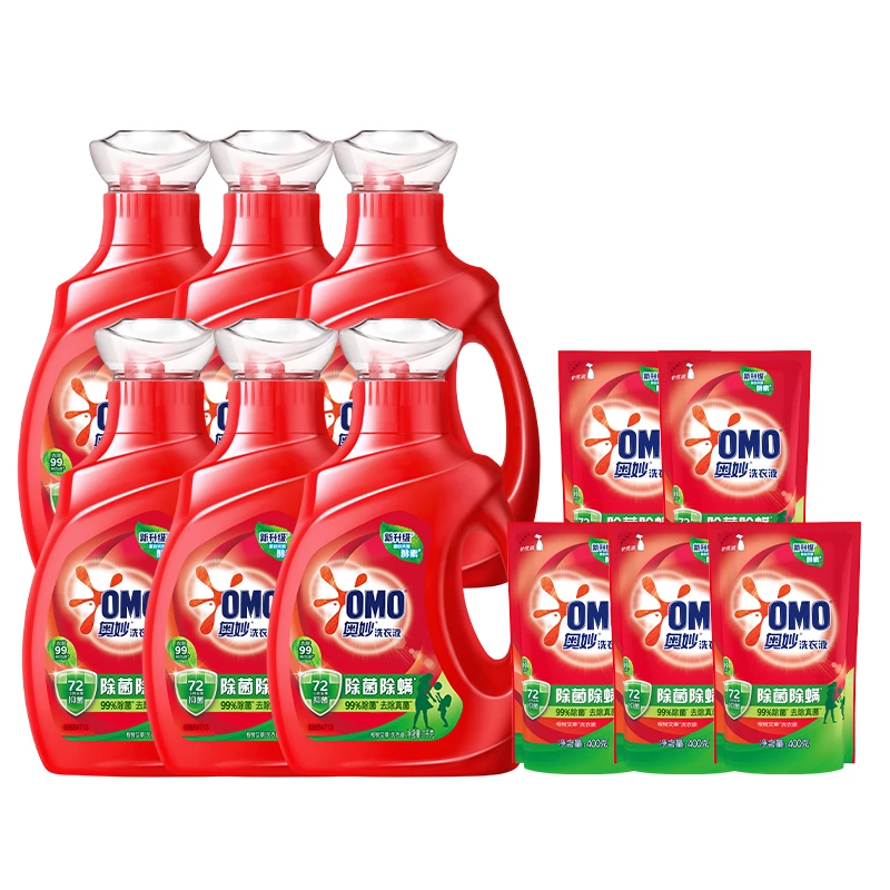 奥妙除菌除螨洗衣液1kg*6瓶+补充装400g*5袋M