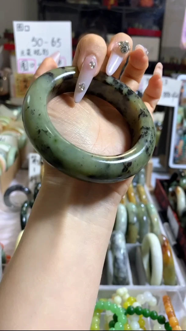 未镶嵌岫玉手镯77（58+）美纹线