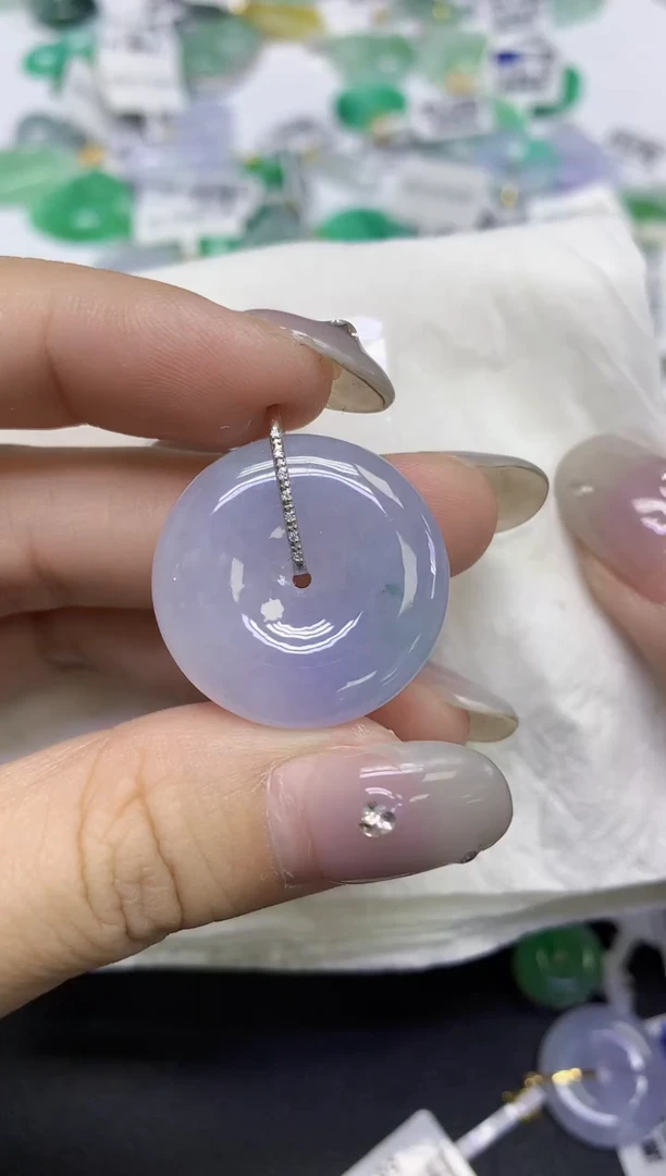 颈饰18K金镶嵌翡翠天然缅甸翡翠A货百元以上9元证书费自理