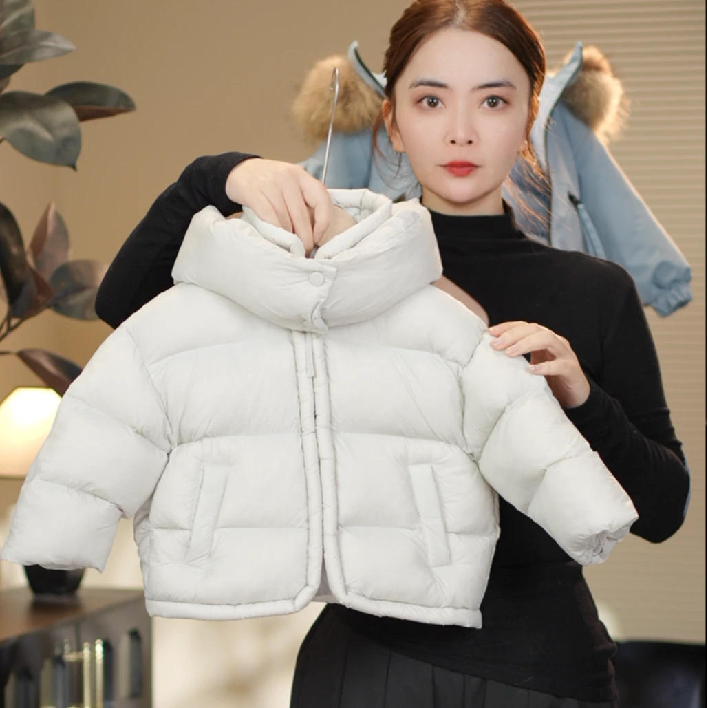 现货【月光白】2025新款儿童加厚连帽冬季保暖百搭潮酷羽绒服58507