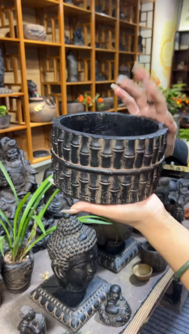 陶土时来运转竹节盆