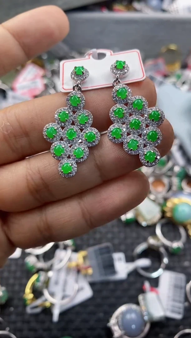 银S925镶嵌戒指翡翠333      1