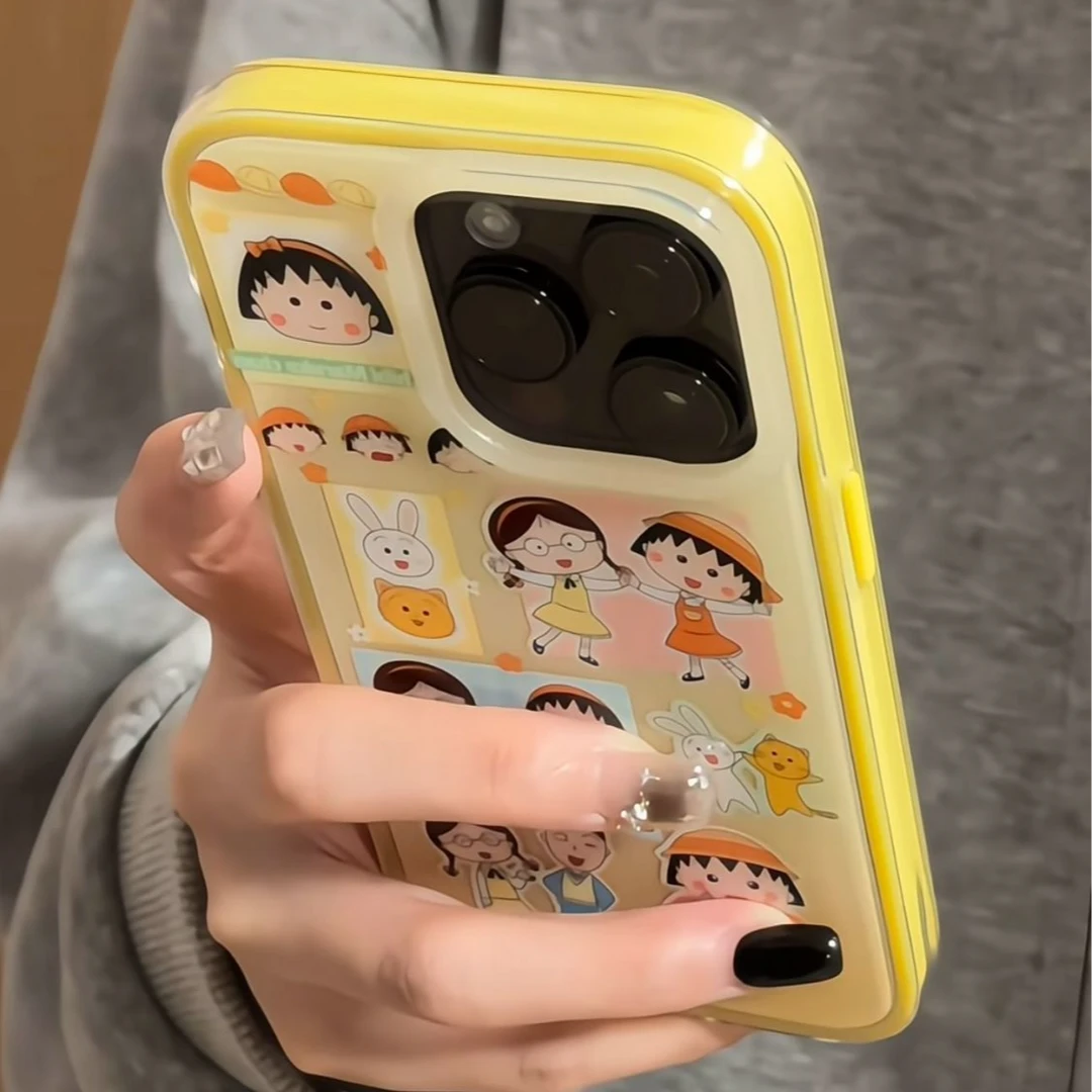 小众卡通樱桃小丸子适用苹果16promax手机壳iPhone15/14新款13