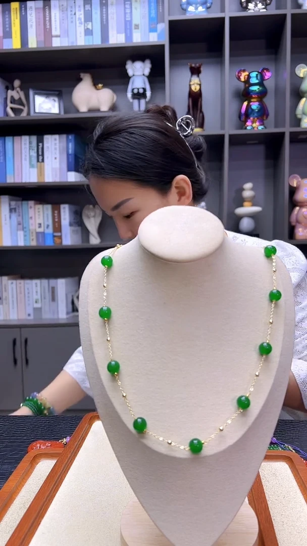 翡翠14K金镶嵌颈饰丹丹diy劲饰