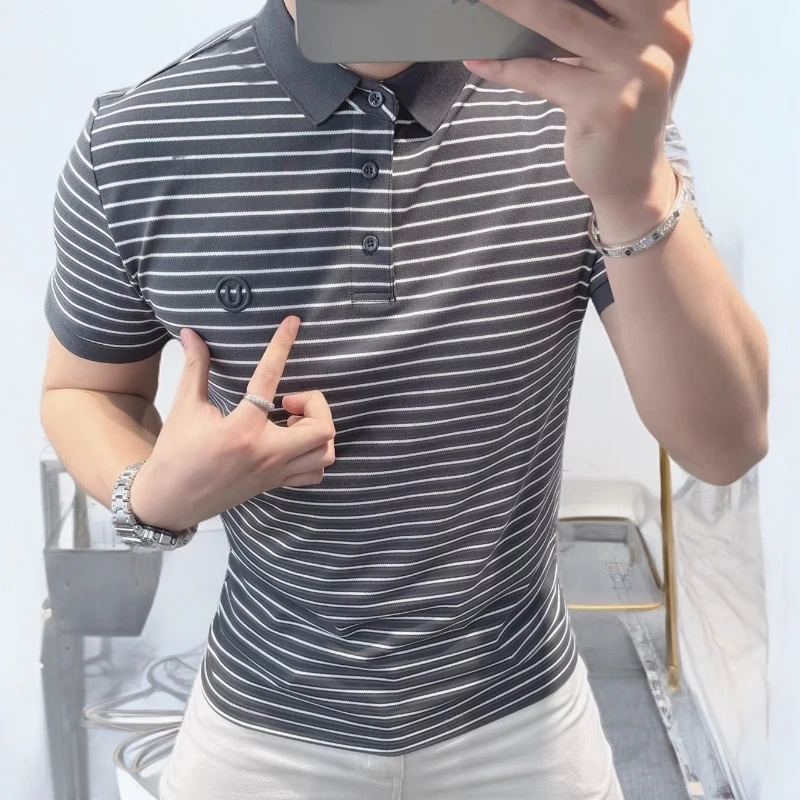 维麦帕通WENMAPAETONpolo衫男士2025夏季新款翻领时尚修身刺绣t恤