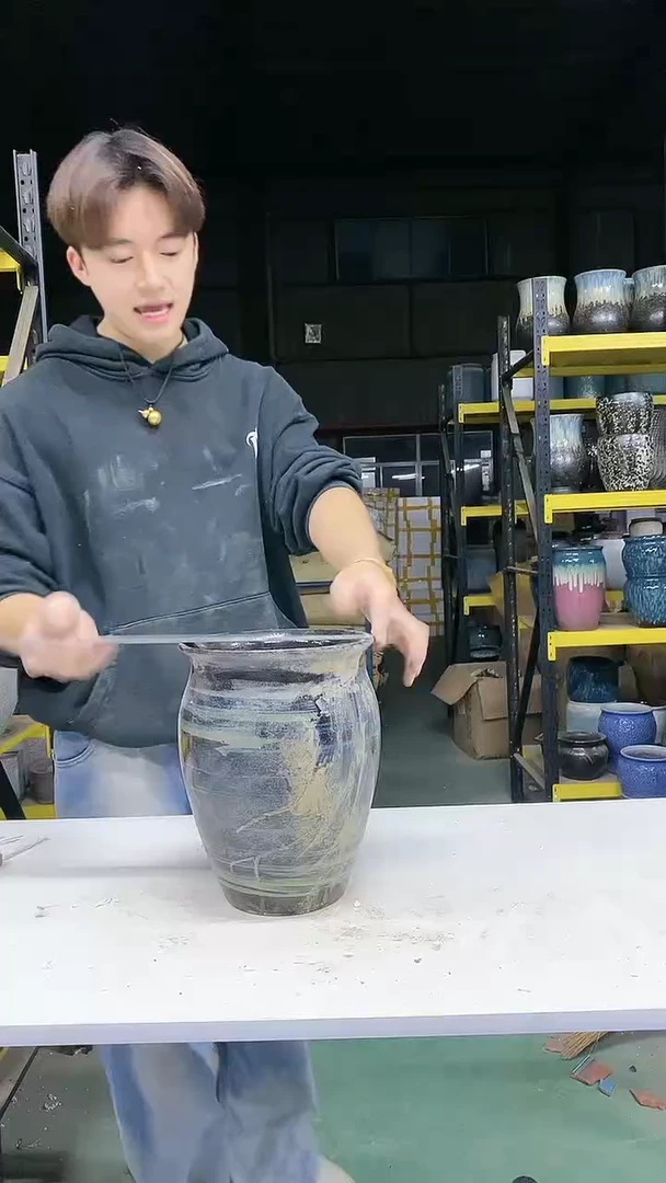 紫砂花盆宜兴紫砂粗陶花盆18*24