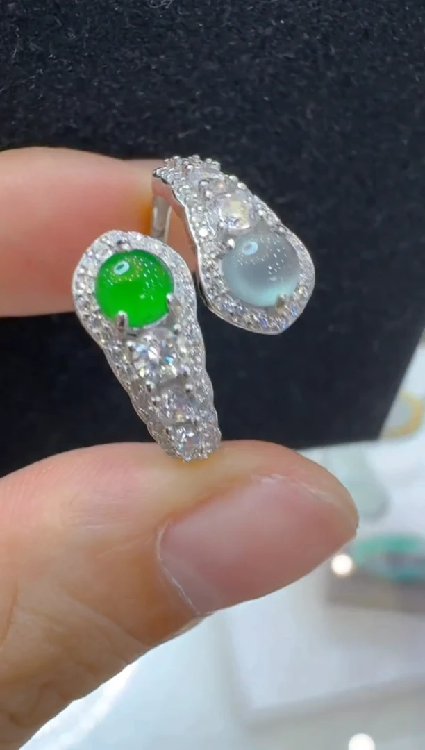 翡翠戒指银S925镶嵌多样性团购发一件