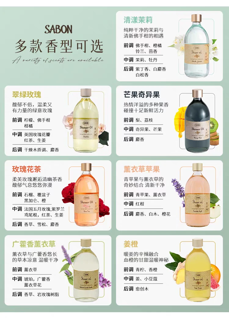 防伪可查sabon沐浴油香水sabon沐浴露持久留香滋润身体保湿嫩滑
