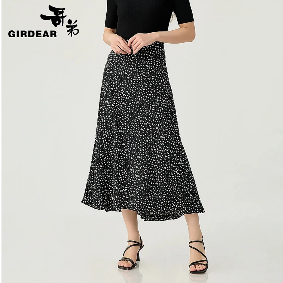 哥弟   品质女装经典百搭时尚通勤高腰前短后长小鱼尾裙120003