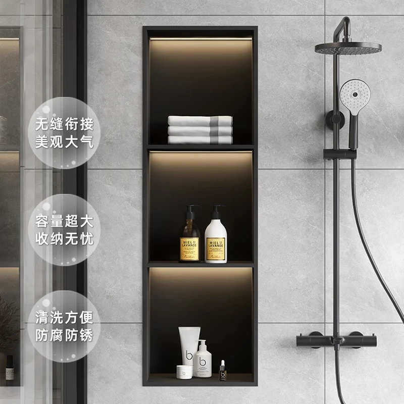 不锈钢壁龛嵌入式卫生间置物架浴室金属隔板电视壁龛成品壁柜定制