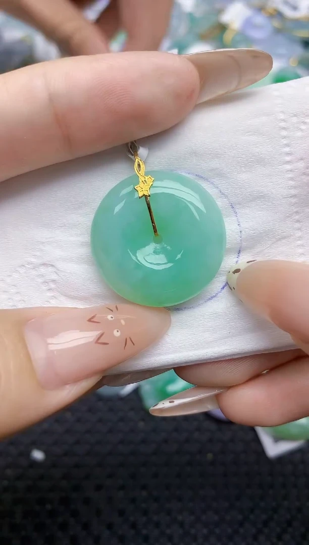 翡翠18K金镶嵌颈饰557   天然翡翠A货