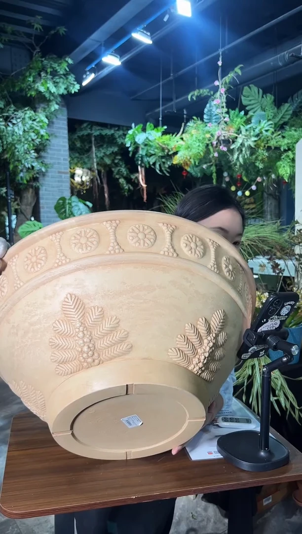 60*25/09G60象牙白超大号碗莲盆外贸尾单