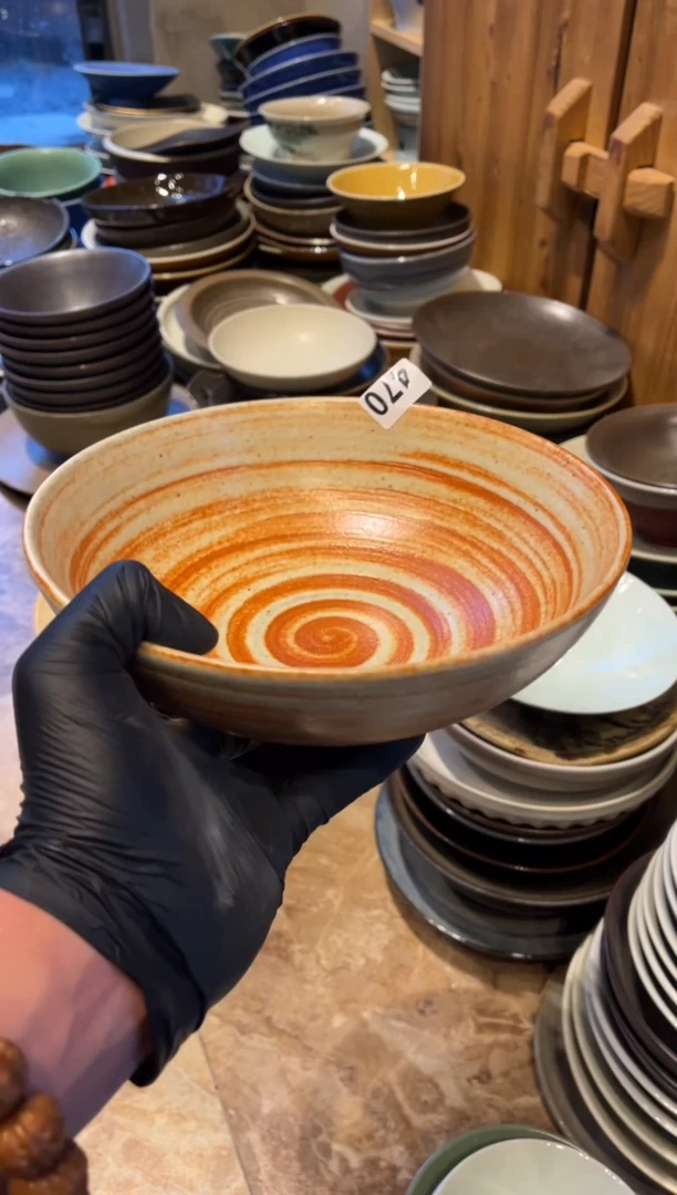 【闪购商品】瓷片470，志野刷釉幸福大碗