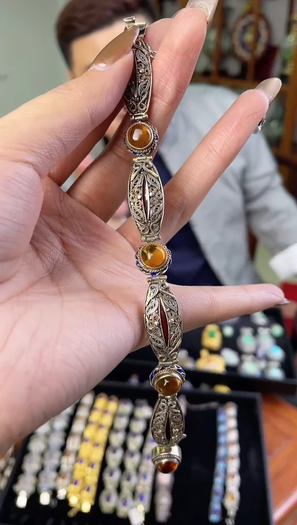 【闪购商品】非遗绝技花丝镶嵌镯子57