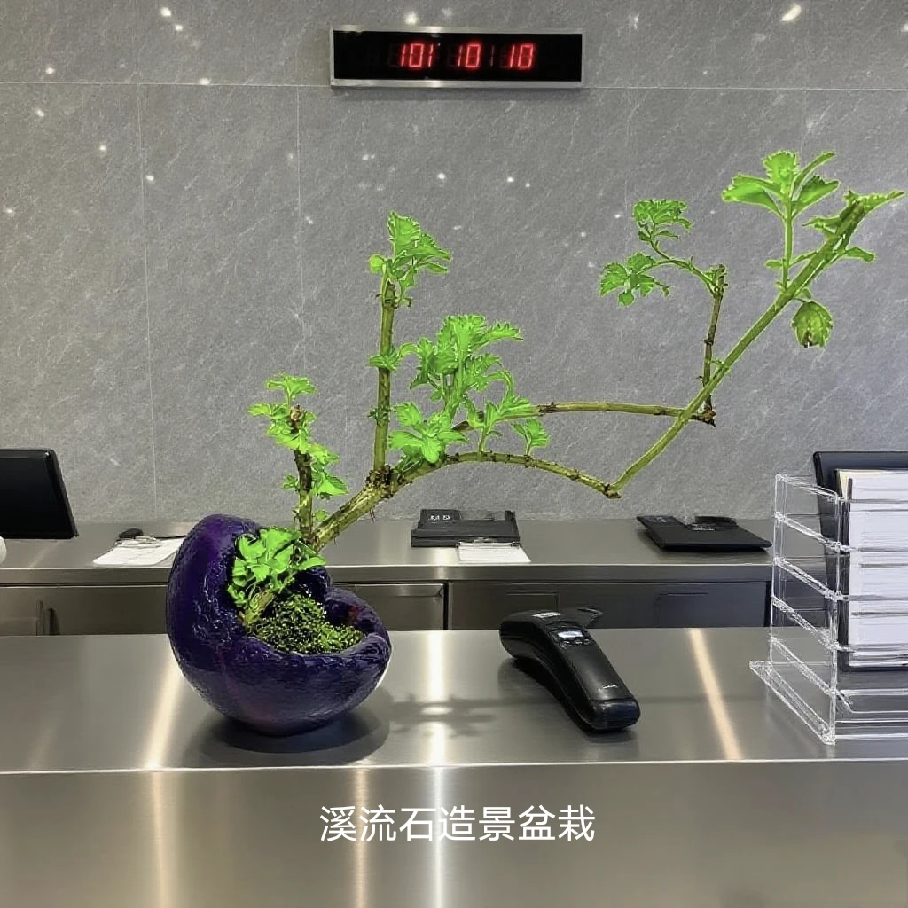 石头盆栽茶桌造景植物盆景办公室花卉室内盆栽桌面绿植石头摆件