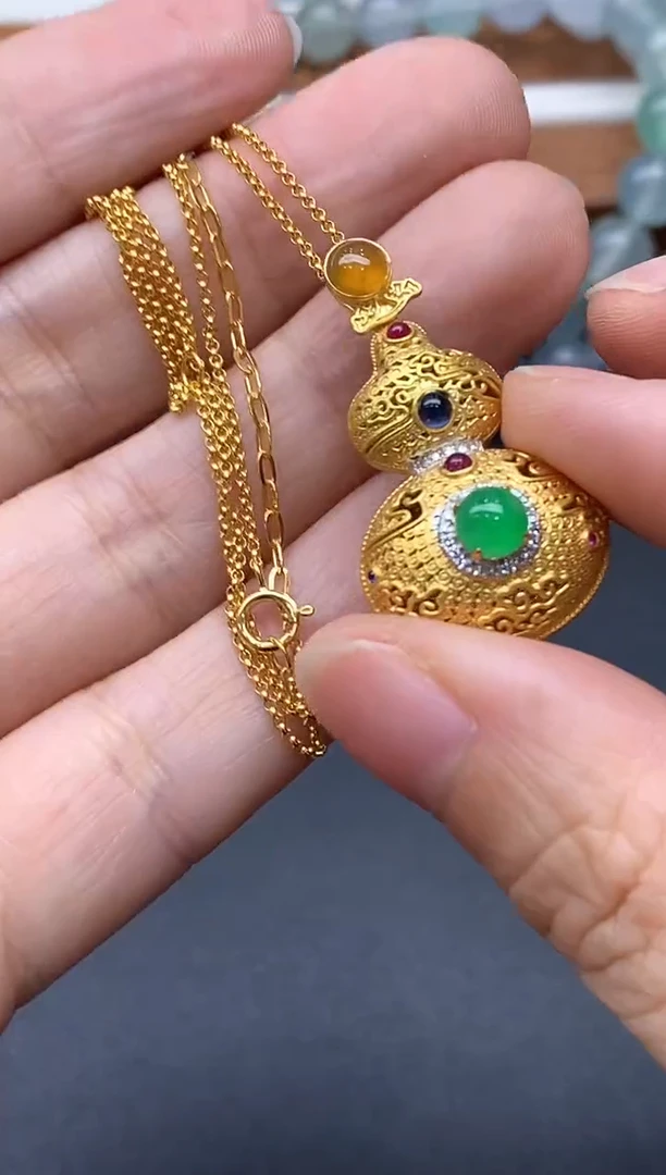 颈饰18K金镶嵌翡翠310中国好珍宝