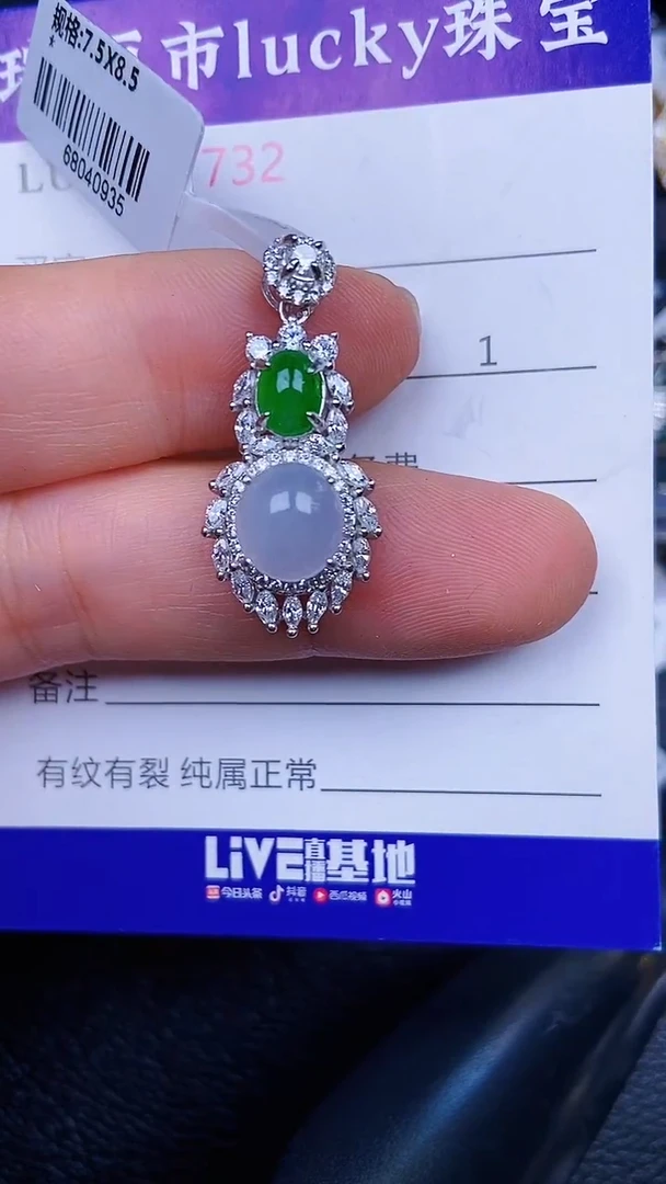 颈饰银S925镶嵌翡翠1732