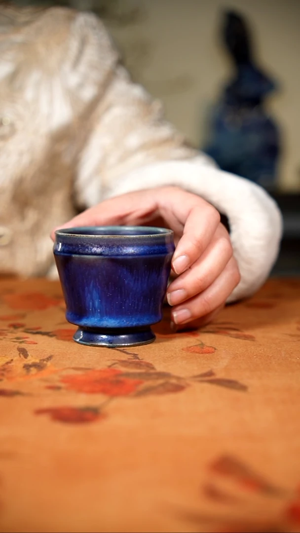 原矿石钧瓷茶器摆件