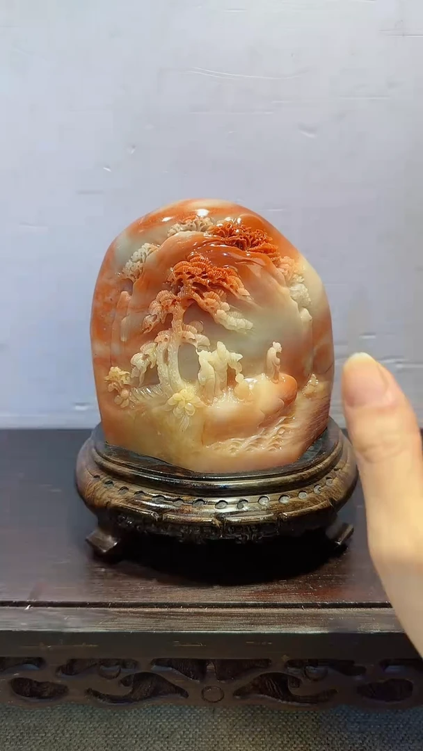 石材如****6寿山石精品山水摆件