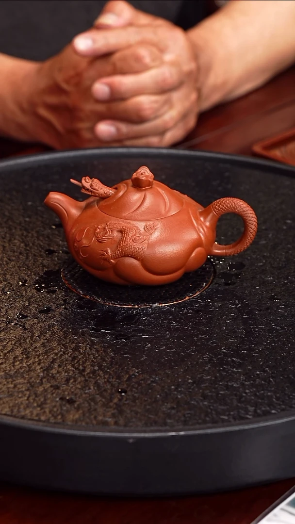 茶壶紫砂杨君保 鱼化龙45 大红泥 200毫升