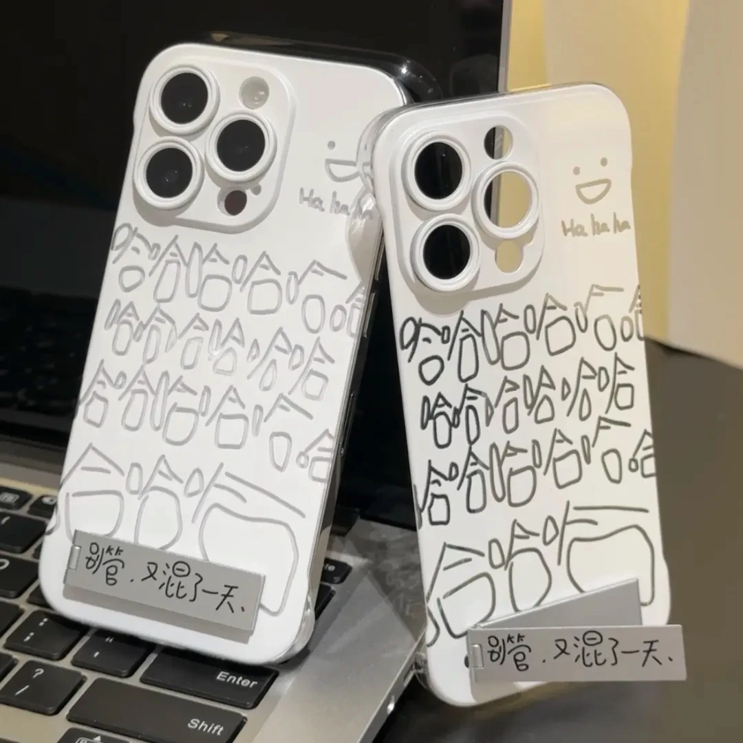 哈哈哈别管又混一天适用苹果15手机壳16pro无边框vivo90透明红米n