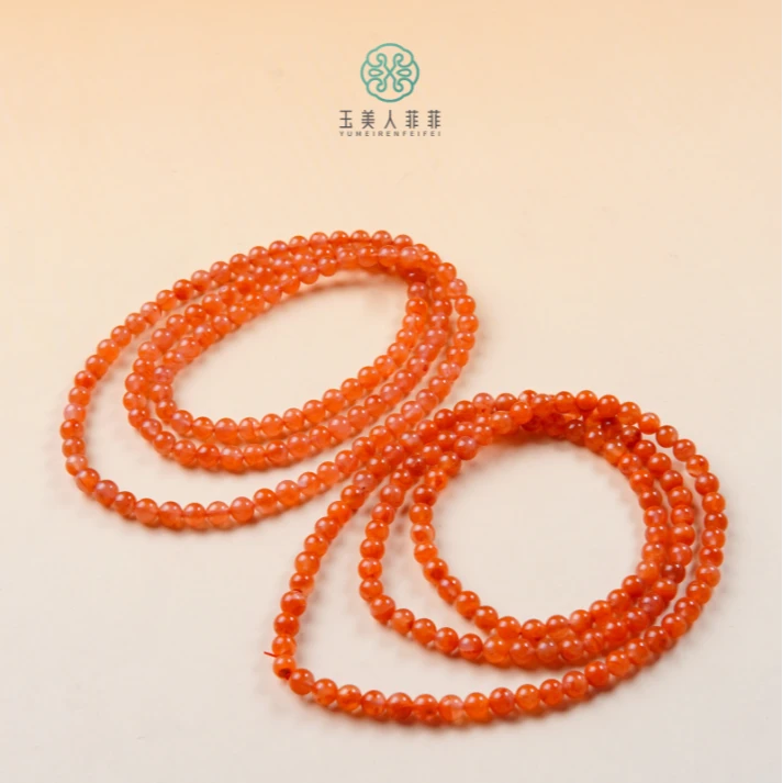 石惑珠宝%南红四圈手串圆珠约5mm+%多样性发一
