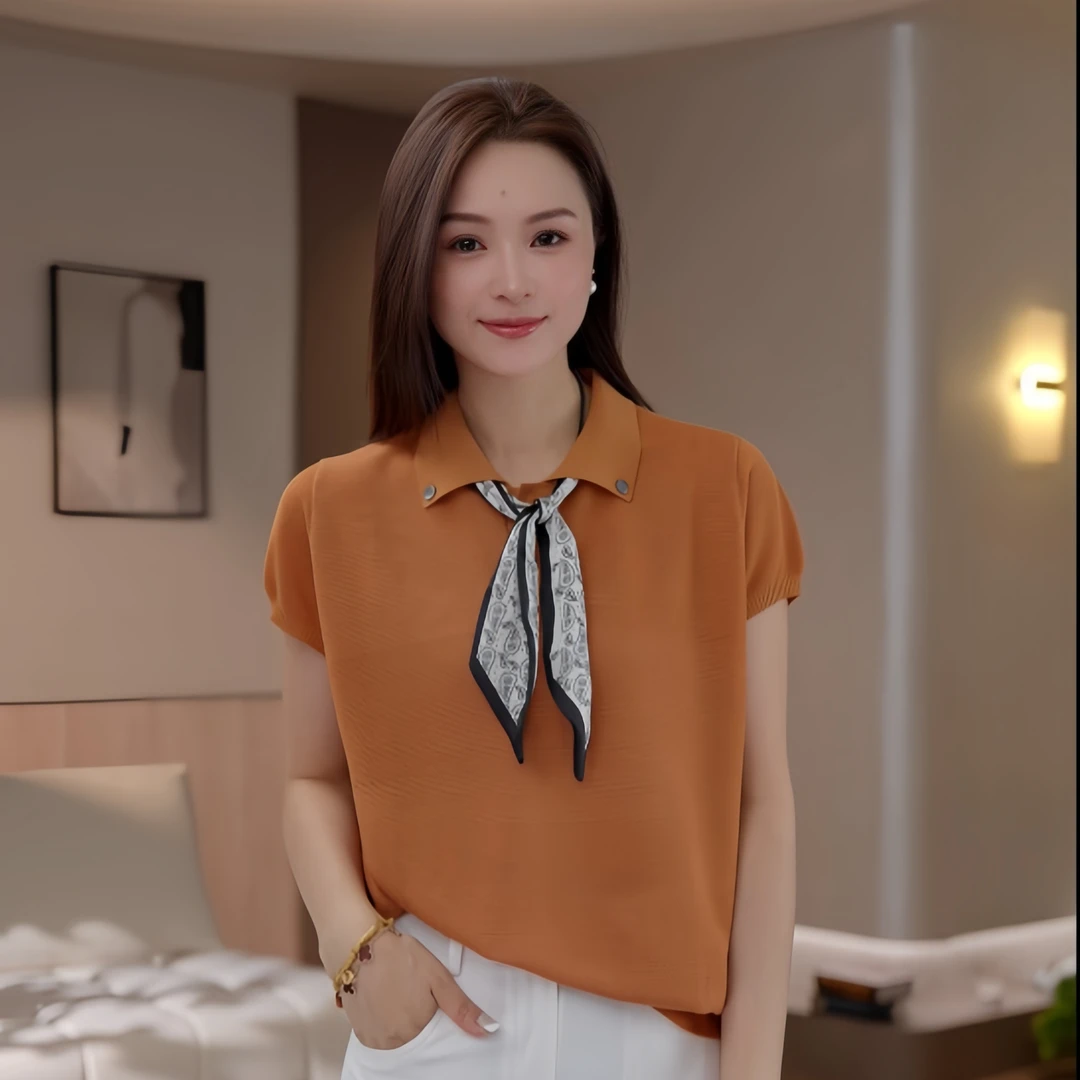 豆豆2 夏季薄款短袖纯色T恤POLO衫上衣女-D96181