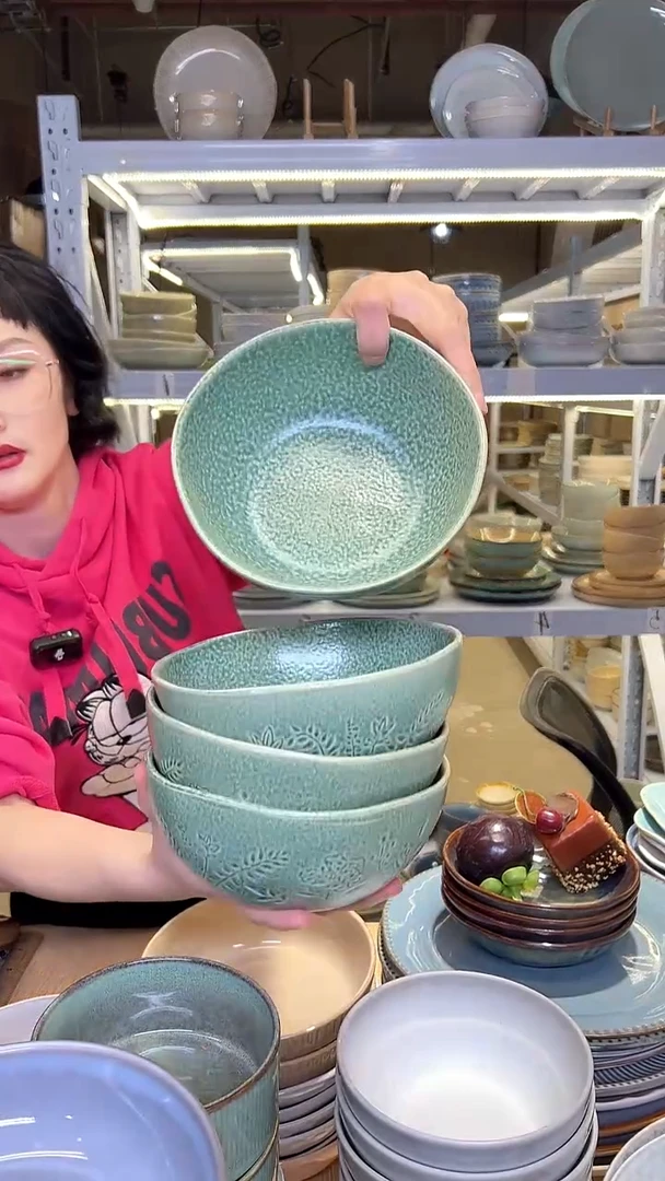 瓷49外贸尾货高温釉下彩陶瓷餐具默认微瑕