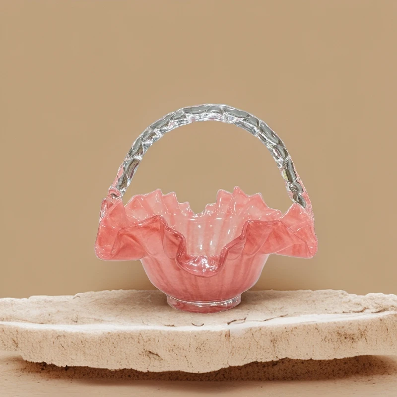 新款创意田园手工琉璃花篮提篮果盘鲜花干花花瓶桌面装饰家居摆件