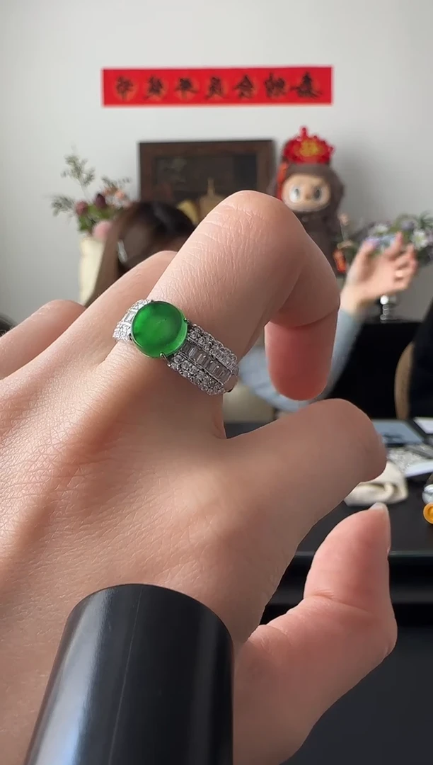 【闪购商品】翡翠戒指银S925镶嵌戒指