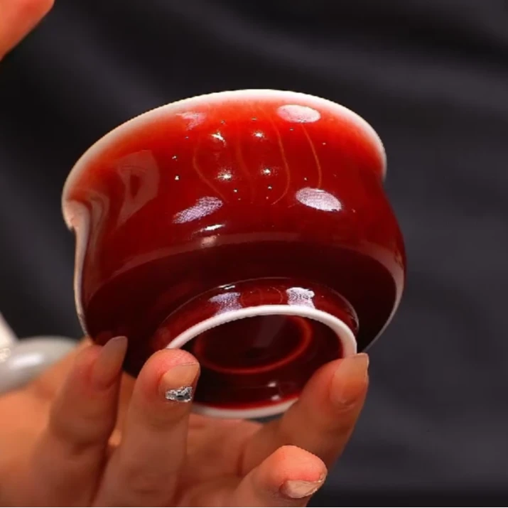 郎红高脚炉式杯    景德镇手工高温陶瓷