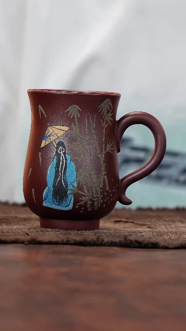 茶杯紫砂宽堂紫砂--蓝衣把杯