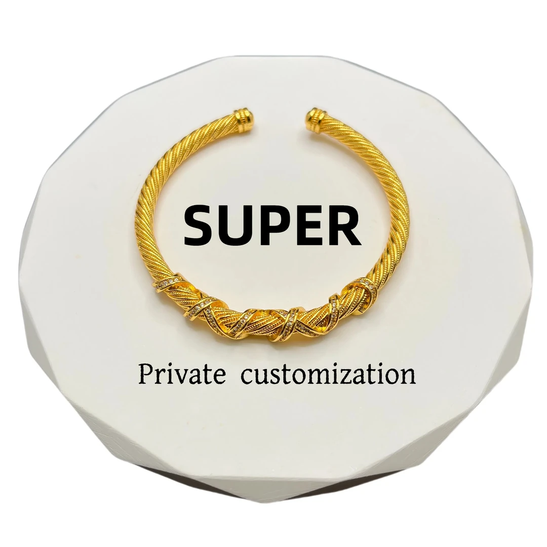 铜合金手镯 生生不息花丝缠绕开口手镯