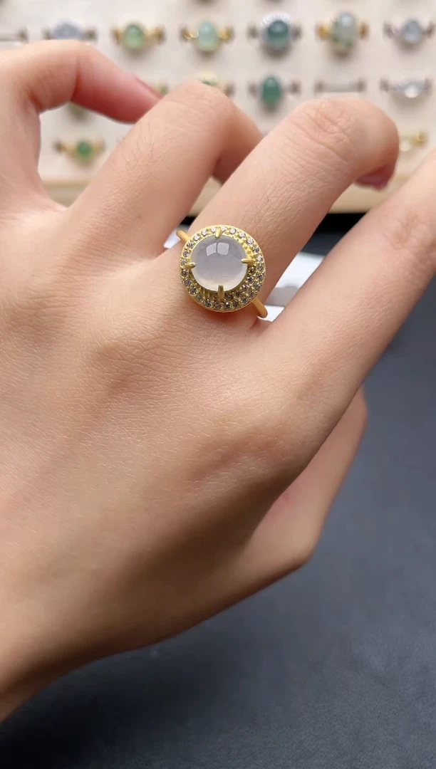 【闪购商品】翡翠戒指银S925镶嵌一物一证一礼盒