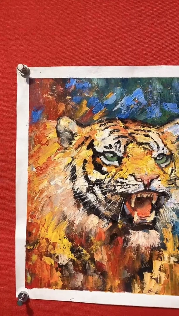 油画油画---画布------老虎