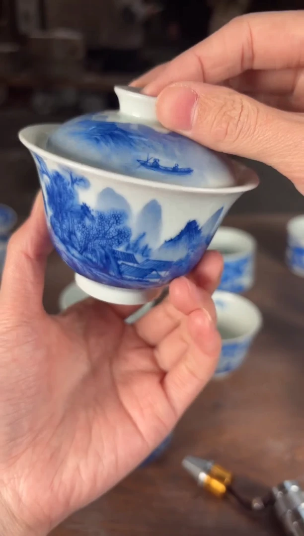 【闪购商品】杯看山柴窑青花看山柴窑青花