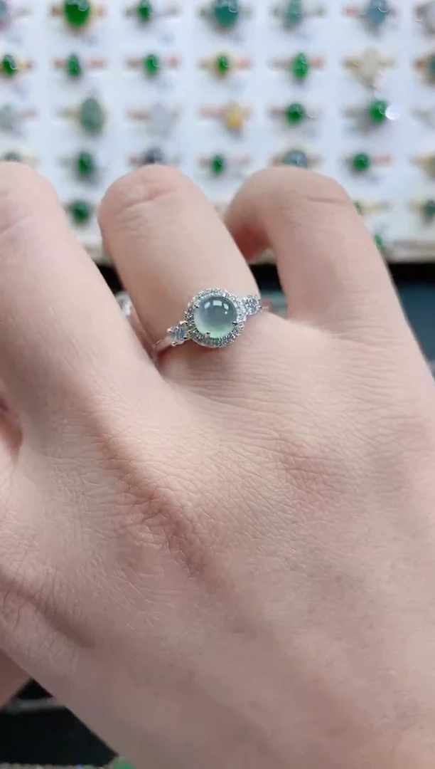 银S925镶嵌戒指翡翠天然翡翠