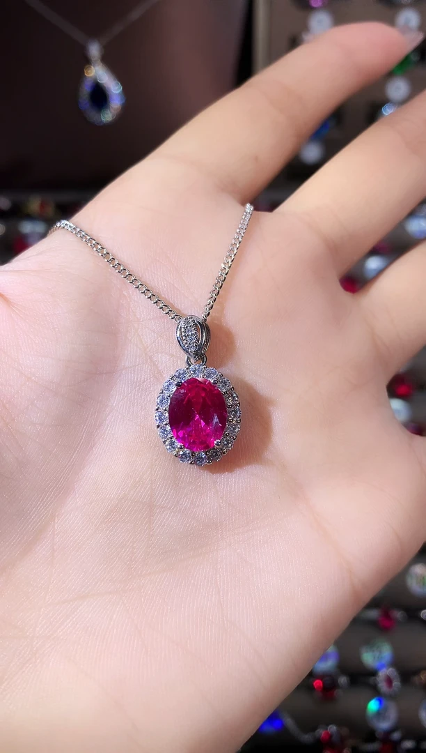 吊坠(赠链)蓝宝石银S925镶嵌810银