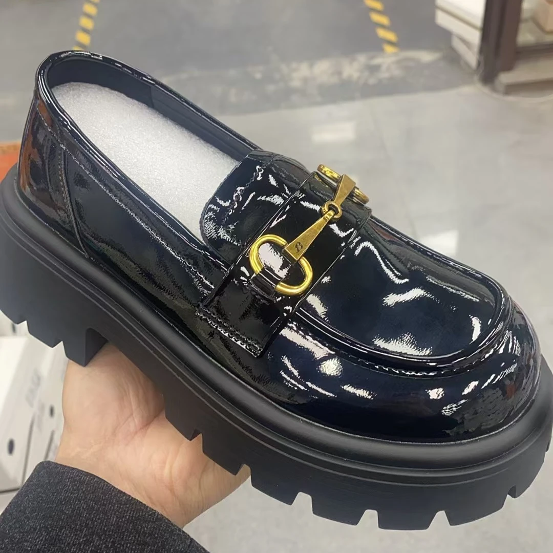 厚底乐福鞋女2025新款英伦风圆头时尚乐福小皮鞋 A28