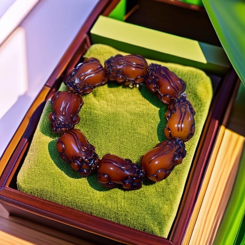 QL51 白玉菩提带貔貅手串 文玩精品 所见即所得（无礼盒）