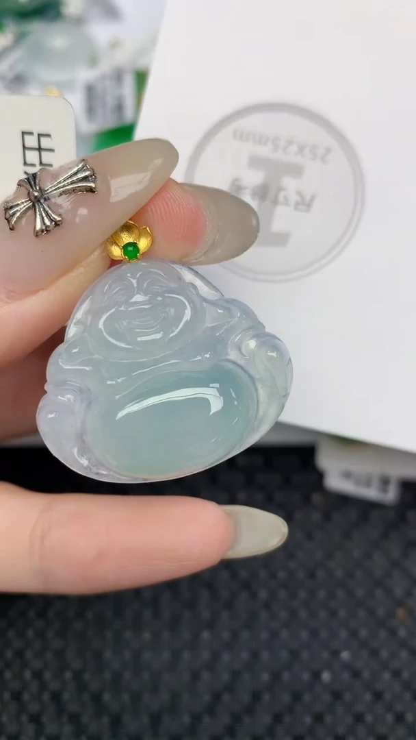 颈饰18K金镶嵌翡翠天然缅甸翡翠a货百元以上9元证书费自理