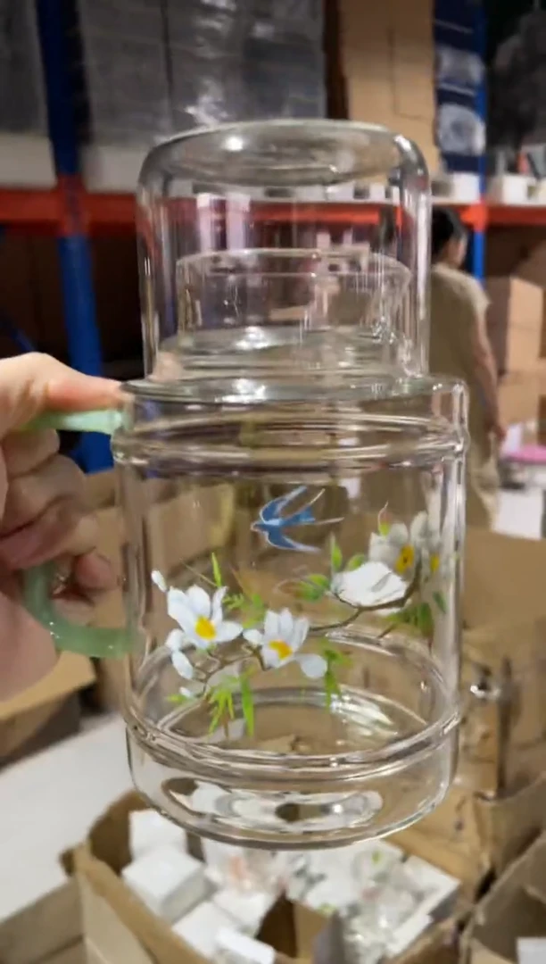 冷水壶绿玉把手小鸟图案