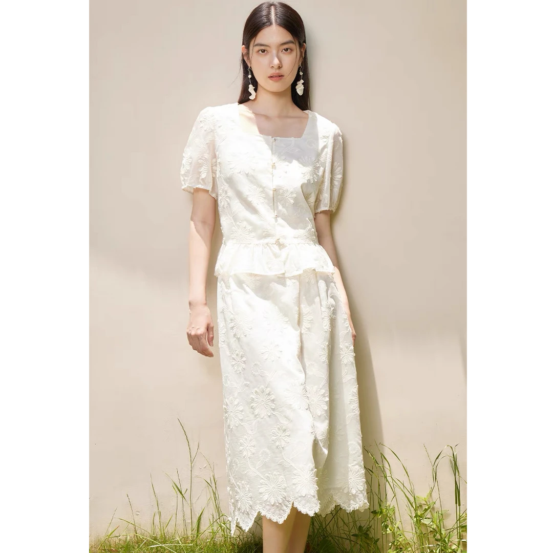 夏季时尚温柔显瘦印花小众设计两件套XT163