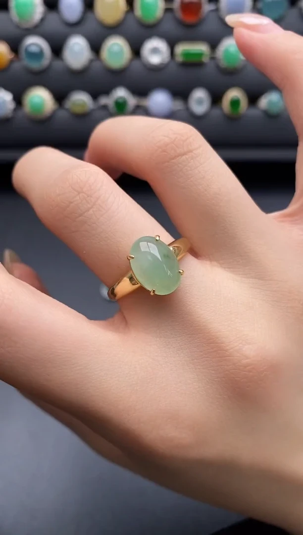 银S925镶嵌戒指翡翠一物一证一礼盒