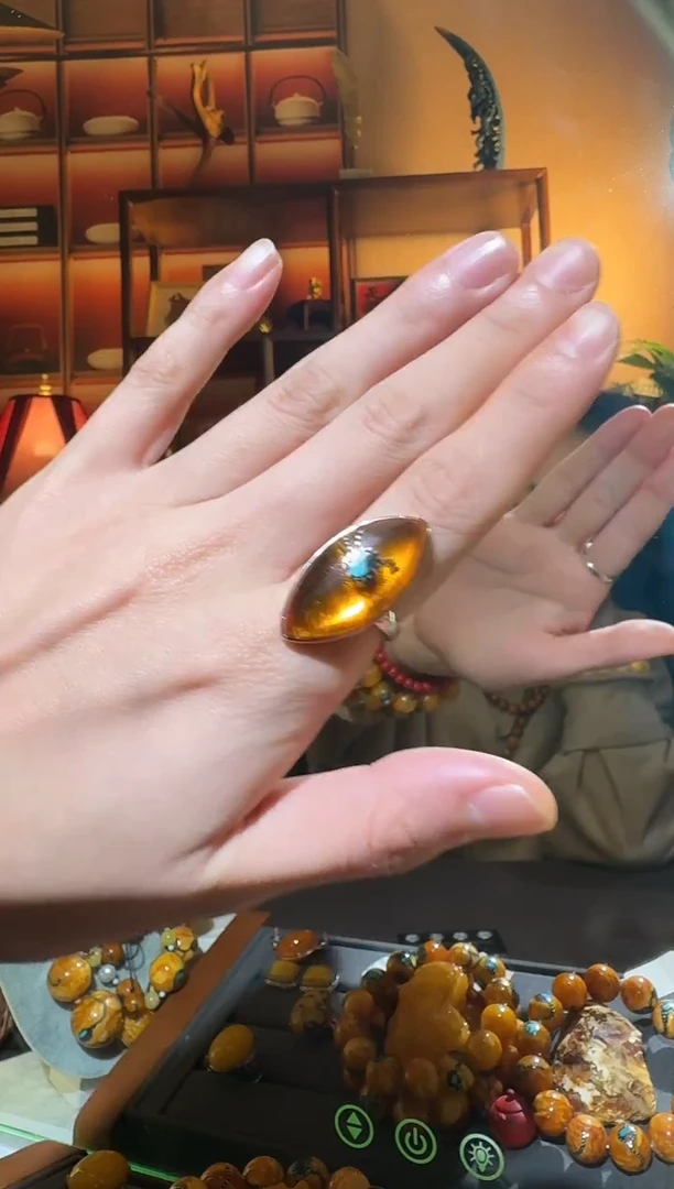 蜜蜡颈饰银S925镶嵌7536天然蜜蜡珠宝奇石