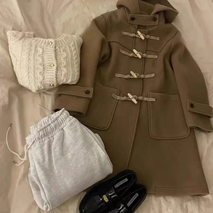 AGO 秋季新款 韩国东大门代购 气质时尚保暖牛角扣大衣女