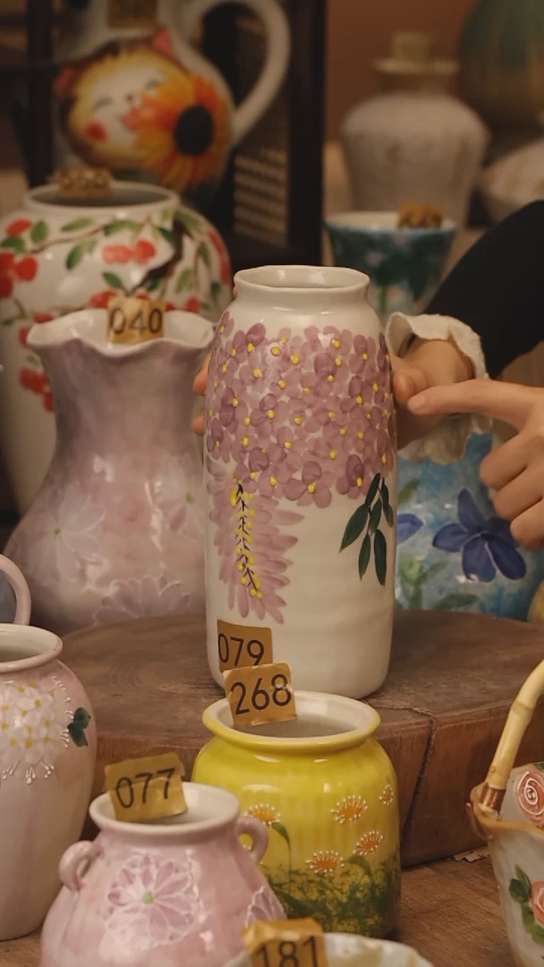 陶瓷景德镇设计师手作花器摆件侘寂风@M079@