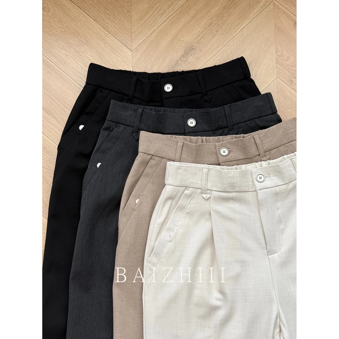 BAIZHI「微锥小直筒长裤」秋冬薄绒 中腰商务通勤长裤男士显瘦