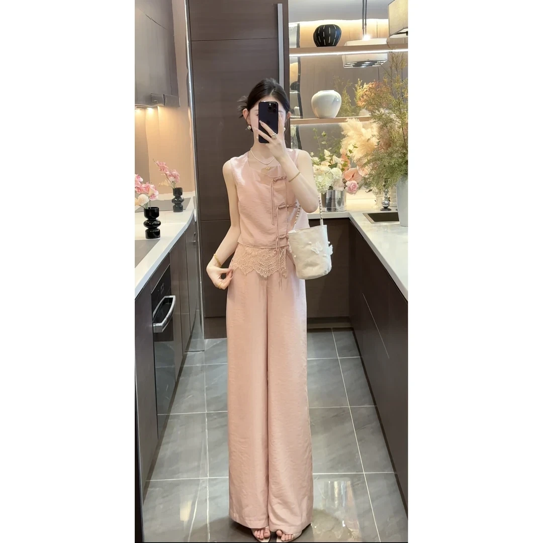 新中式亮片贵气感时尚套装国风上衣2025夏季新款百搭高级收腰裤子