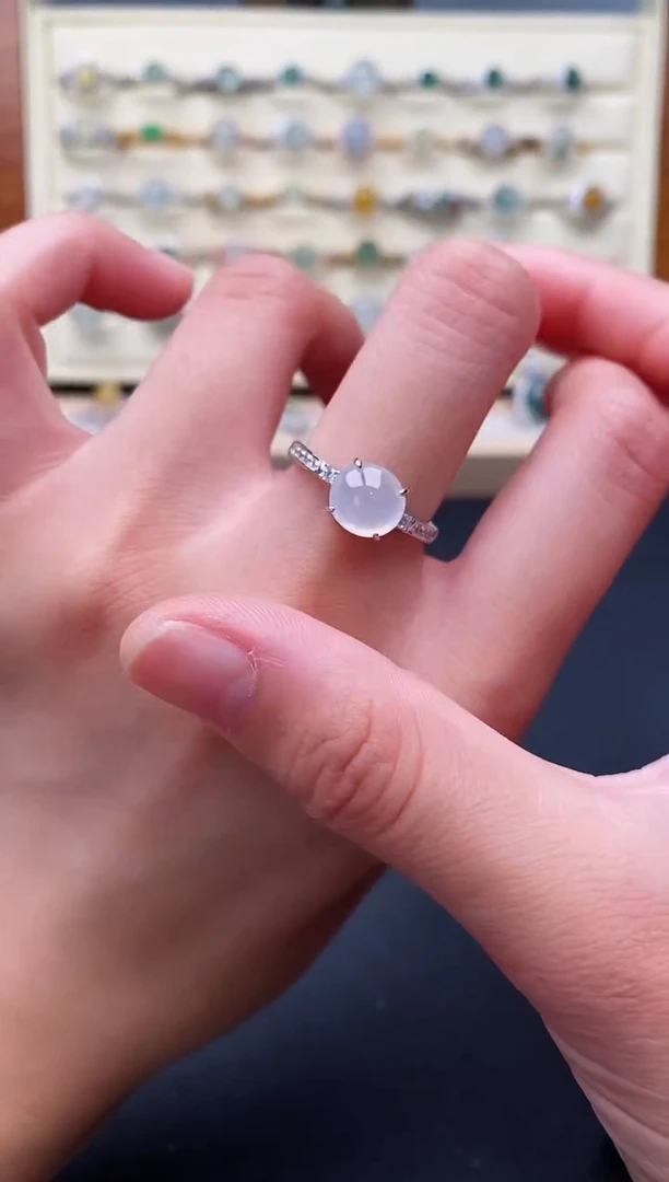 翡翠戒指银S925镶嵌11111111+9